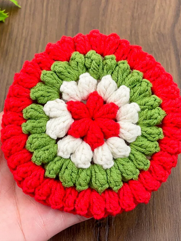 Flower Scrubby Crochet Pattern, Festive DIY Decorative Scrubby for Eco-Friendly Christmas Gift, Easy Beginner PDF Tutorial