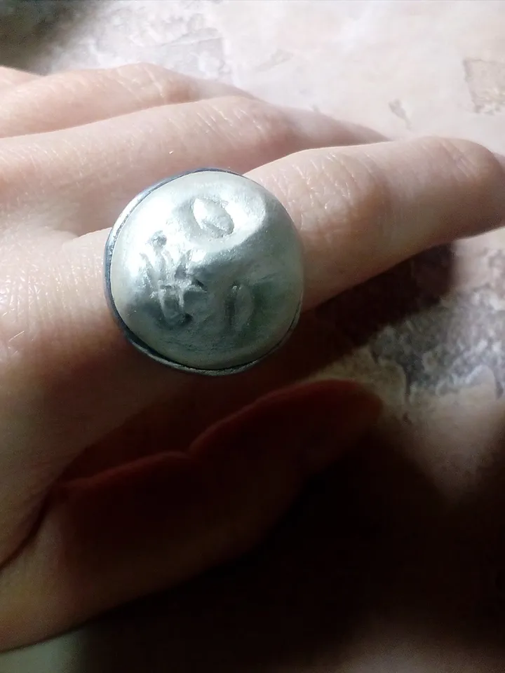 Moon face ring, moon Goddess ring, Halloween witchy ring, pearl color head ring