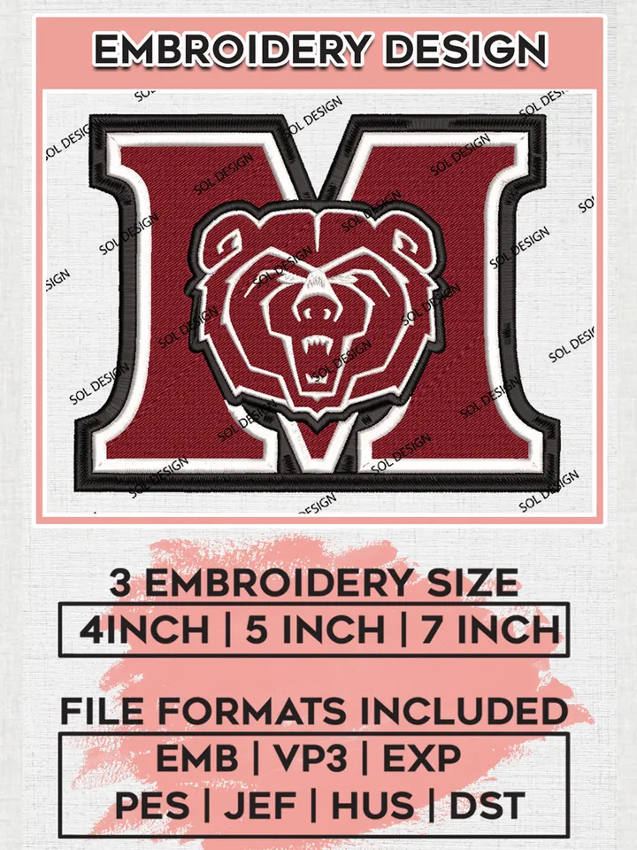 Missouri State Bears College Football Team Logo embroidery designs, NCAA Missouri State Bears Logo Machine embroidery files, NCAA Team Logo embroidery designs, NCAA Game Day Machine embroidery designs, Digital Download