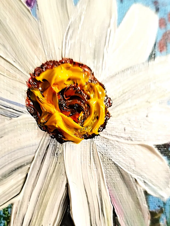 Daisies Painting Wildflowers Acrylic Art Wall Decor| Textured Acrylic Painting