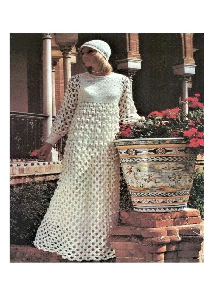 Dress crochet pattern, wedding dress crochet, long dress pattern