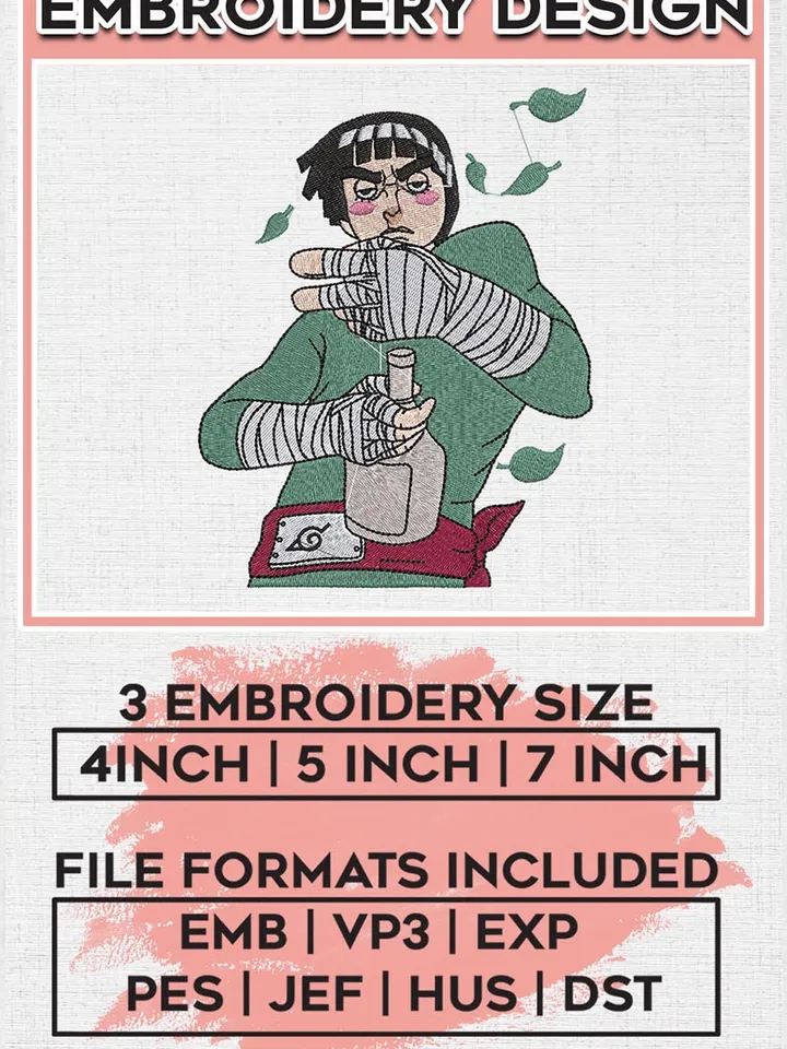 Rock Lee Embroidery Designs / Lee Logo Embroidery Files / Naruto Machine Embroidery Pattern / Digital Download EMB_ANIME_266