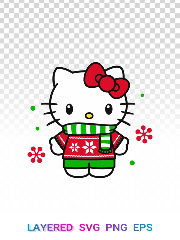 Hello Kitty Ugly Sweater SVG PNG, Sanrio Christmas Cricut