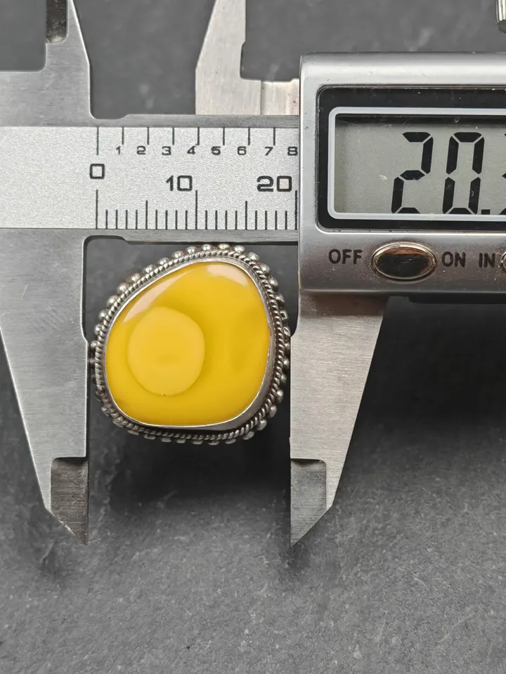 Gandhanra Unique Handmade Tibetan Silver Ring | Random Sahpe Amber Ring | Adjustable Size | Protection Jewelry