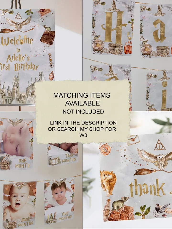 Editable Thank you tag Wizard Birthday Party; Magic School Birthday; Printable thank you sticker; thank you Magical Party Decoration; W8