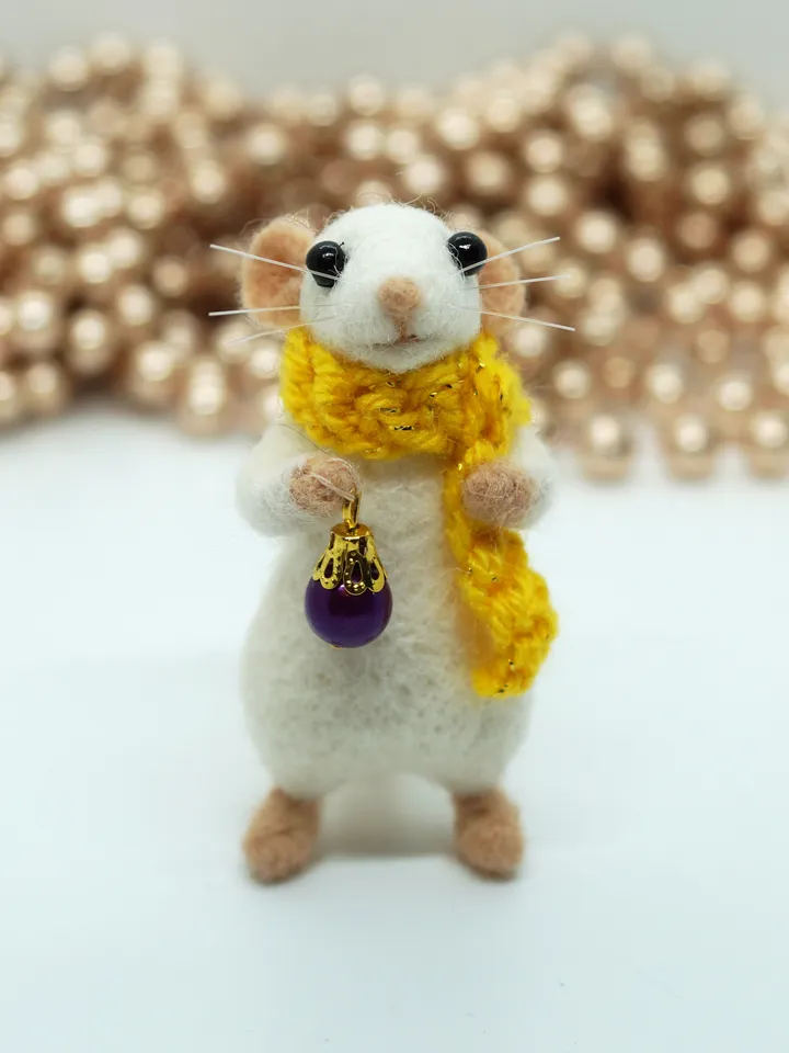Bernard the mouse, miniature needle felted mouse, Christmas decoration