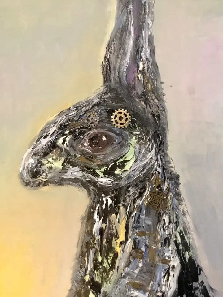 Black bunny,textured oil painting on canvas,black rabbit impasto painting,original oil painting,unique gift,unique kids room decoration