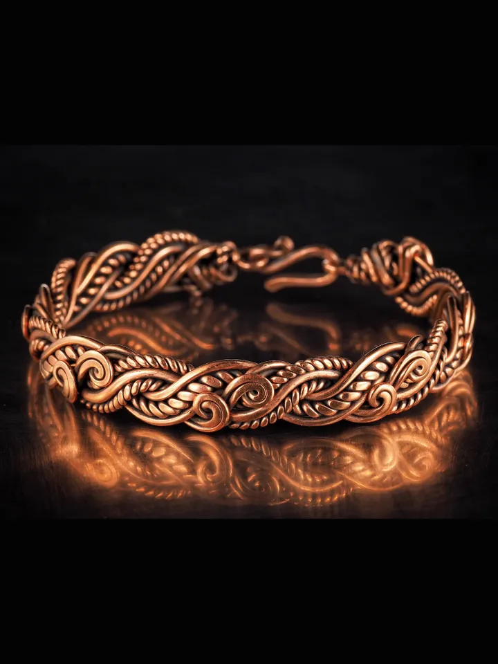 Wire wrapped copper bracelet for woman Antique style copper jewelry WireWrapArt