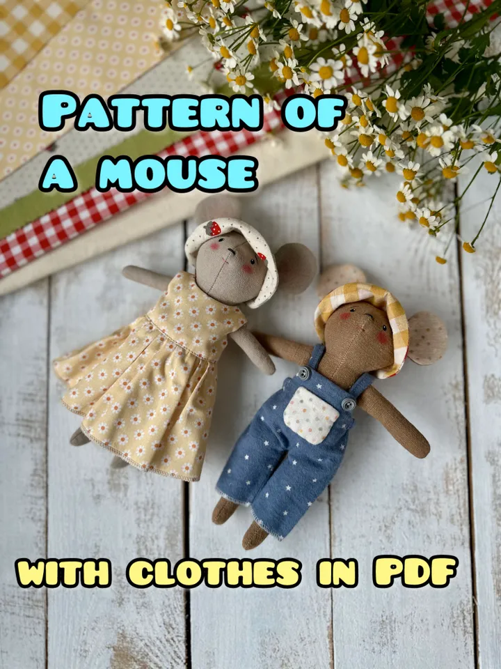 PDF Pattern of a toy mouse with a set of clothes