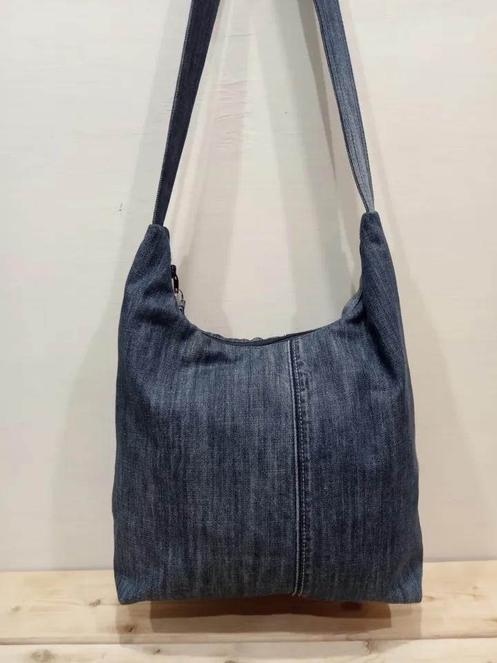 Comfortable Hobo denim shoulder bag handmade- crossbody purse
