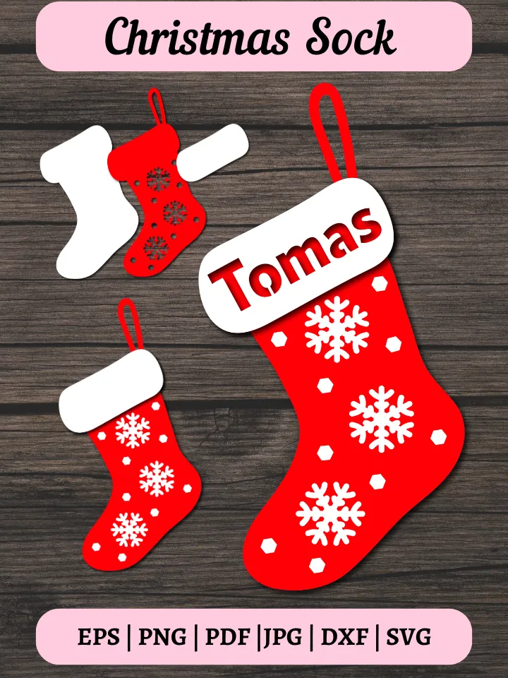 Personalized christmas Socks SVG, Custom Name svg