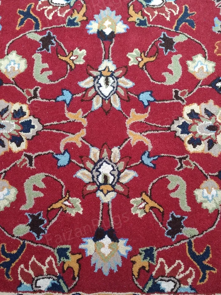 Buy 8x10 Red Abushan Floral Rug Hand Tufted Area Rug Handmade 100% Wool Carving Rugs for Home Living Dining Bedroom Office 8x10 9x12 12x15