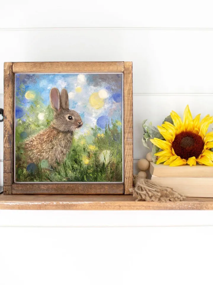 Rabbit Oil Painting Original Animal Painting Bunny Painting Hare Wall Art