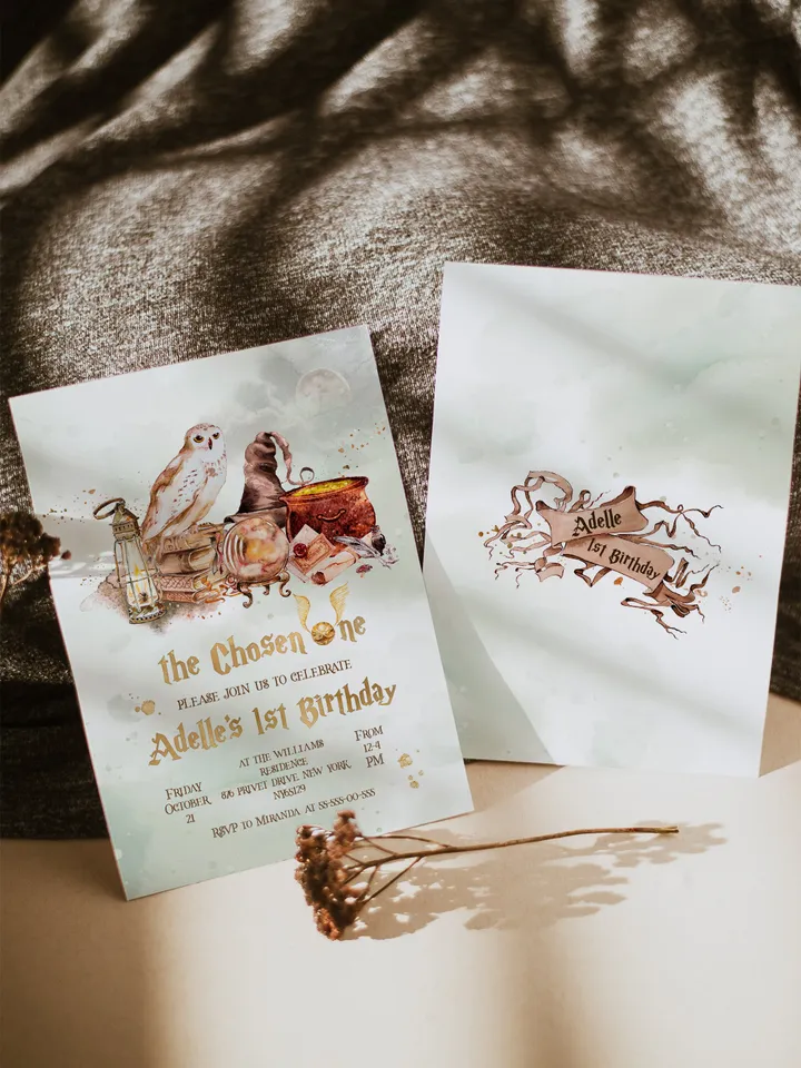 The Chosen One Invitation; Wizard Birthday Party; Magic School 1st Birthday Invitation Template; Editable Wizarding World Invitation;