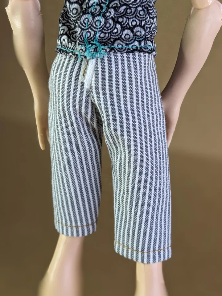 Handmade striped cotton shorts for 1/6 scale boy dolls