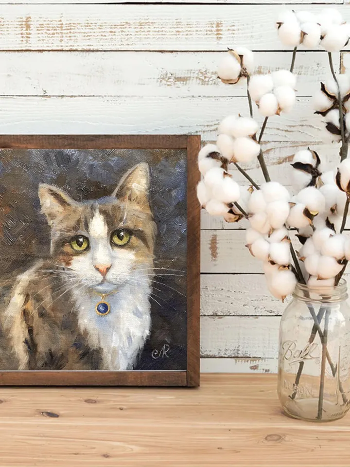 Cats Oil Painting Original Cat Portrait Animal Wall Art Pet Portrait