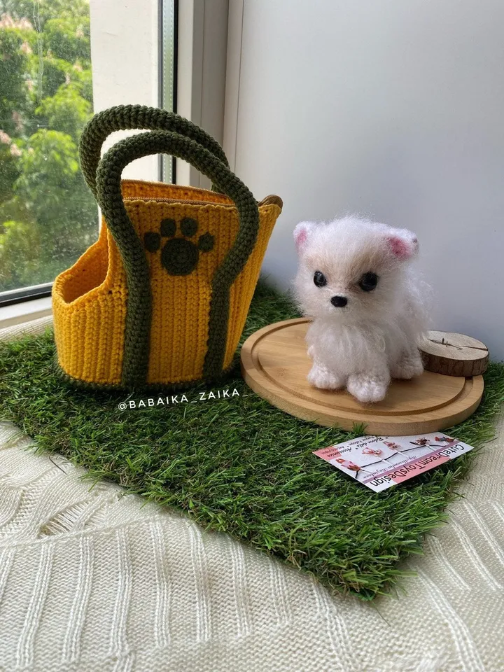 PDF Crochet Spitz Dog Puppy in a bag, Amigurumi Dogs , Pomeranian pattern, Crochet Animal Pattern, Crochet Puppy Pattern, Amigurumi baby toy