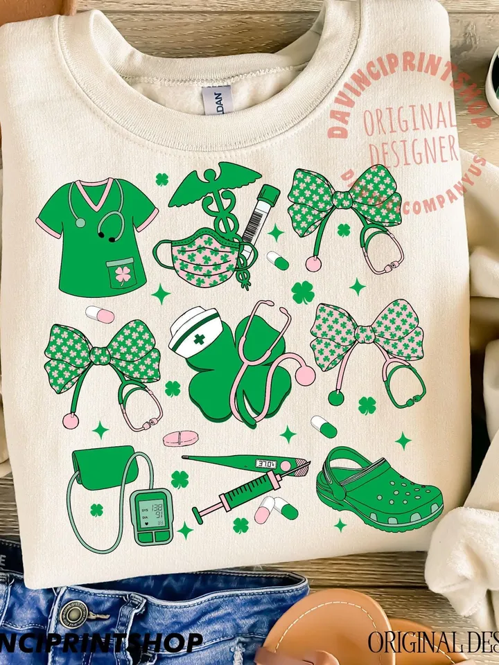 St. Patricks day nurse png, St.Patricks Day Nurse Coquette Png, Nurse St.patricks Day shirt design, Nurse png, St.patricks png, Shamrock png