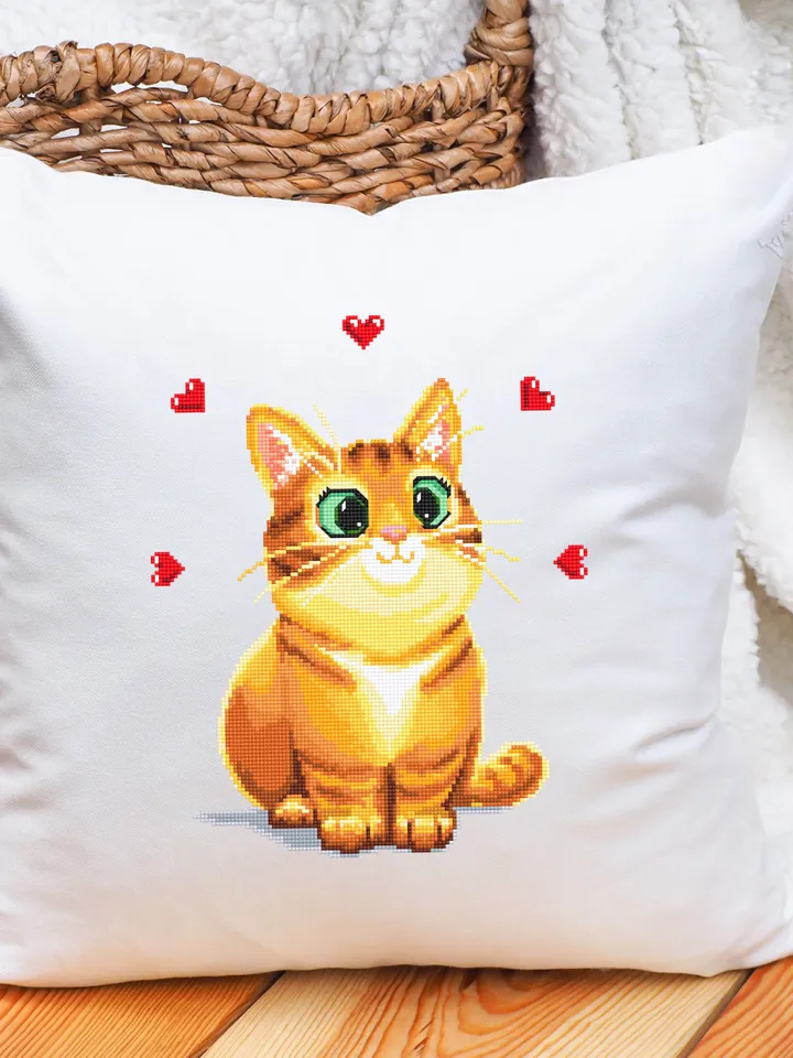 Cute orange cat cross stitch pattern download PDF Animal cross stitch chart, Cat embroidery PDF, Kitten cross stitch, Gift for cat lover #K1