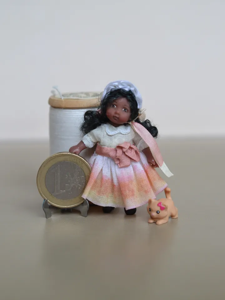 Miniature doll in 24th scales. Handmade doll toy. Miniature for dollhouse.