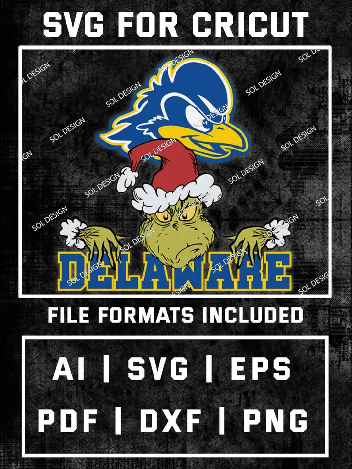 Grinch Delaware Blue Hens SVG, NCAA SVG Design, NCAA Delaware Blue Hens SVG, NCAA Blue Hens Cricut, Christmas Svg, Grinch svg, Digital Download