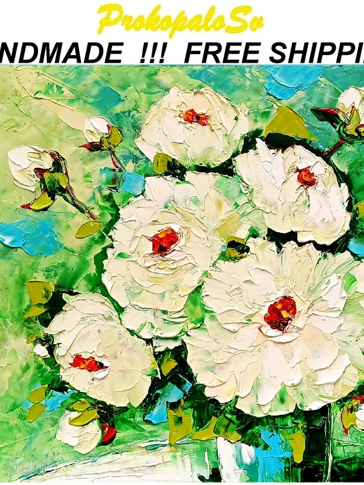 Peonies Painting Flower Original Art Impasto Painting Floral Wall Art Peony Oil Painting Art Christmas Gift by ArtProkopaloSv