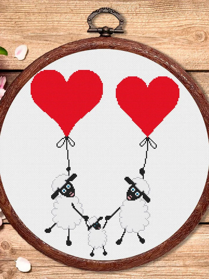 Sheeps in Love Cross Stitch Pattern, Sheep Cross Stitch, Embroidery Love, Sheep xStitch, Sheep Pattern, Love Pattern #vl004