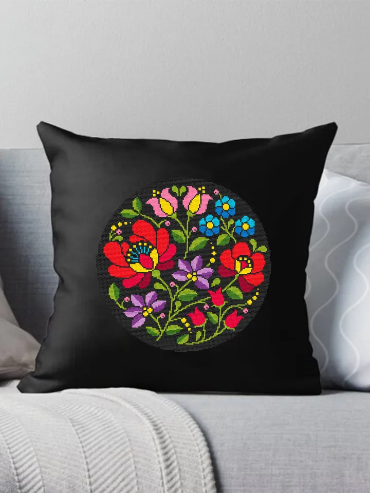 Flowers cross stitch pattern download PDF, Folk cross stitch chart, Modern floral ornament cross stitch, Ukrainian folk embroidery PDF #P28