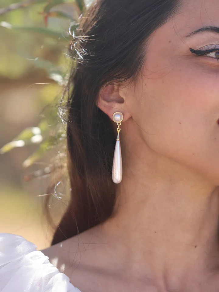 Boho Wedding Earrings | Long Pearl Bridal Earrings | Gold Boho Wedding Jewelry | Pearl Statement Earrings | Bridesmaid Gift , Jewellery |