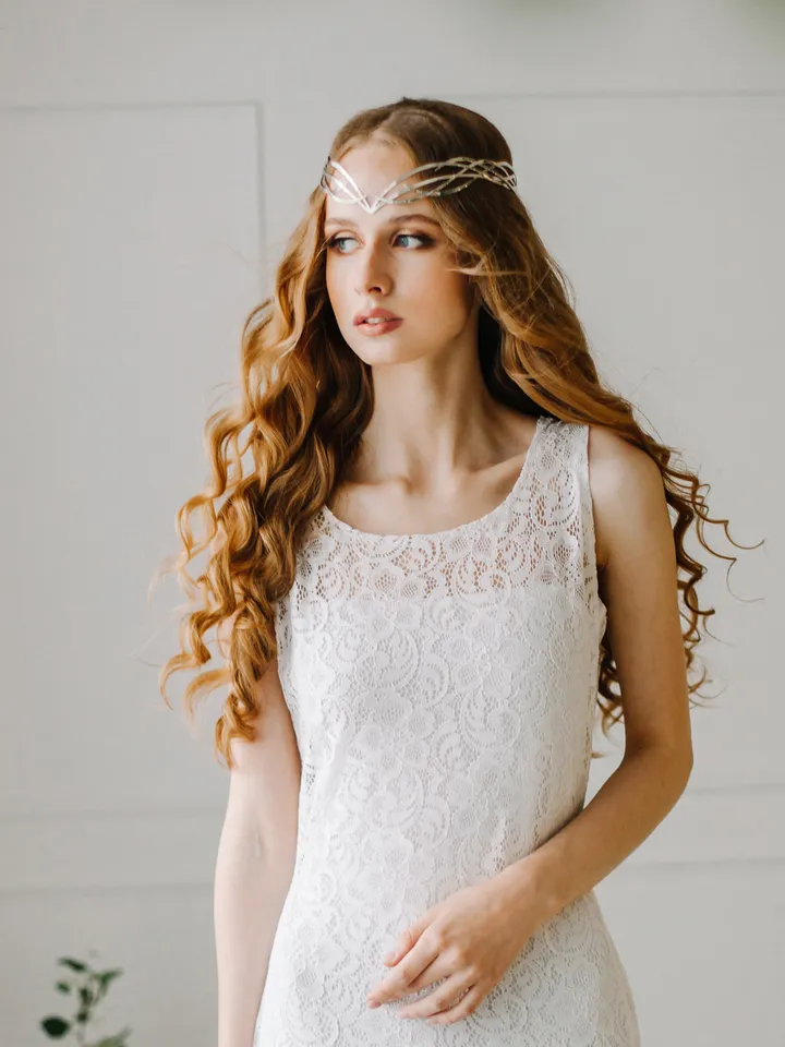 Wedding diadem Bridal Elven Tiara Elf Leaf Crown bridal hair vine Wedding Headpiece headband Silver Bridal Tiara Nimriel