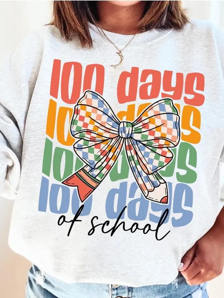 Coquette Bow 100 Days of School Png, 100 Days of School Png, Colorful Checkered Coquette Png, School Teacher Png, Teacher 100 Days Png
