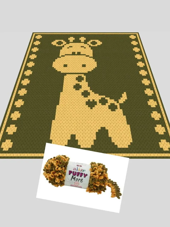 Loop Yarn Giraffe Blanket Pattern PDF Download