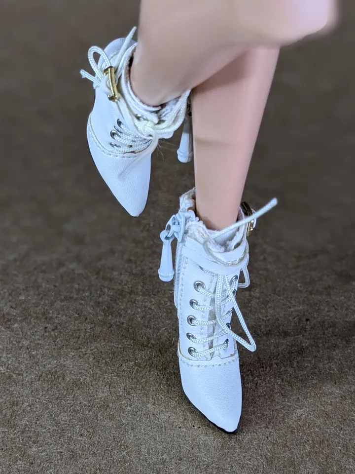 White heels boots for Integrity Toys fashion female dolls (Color Infusion)