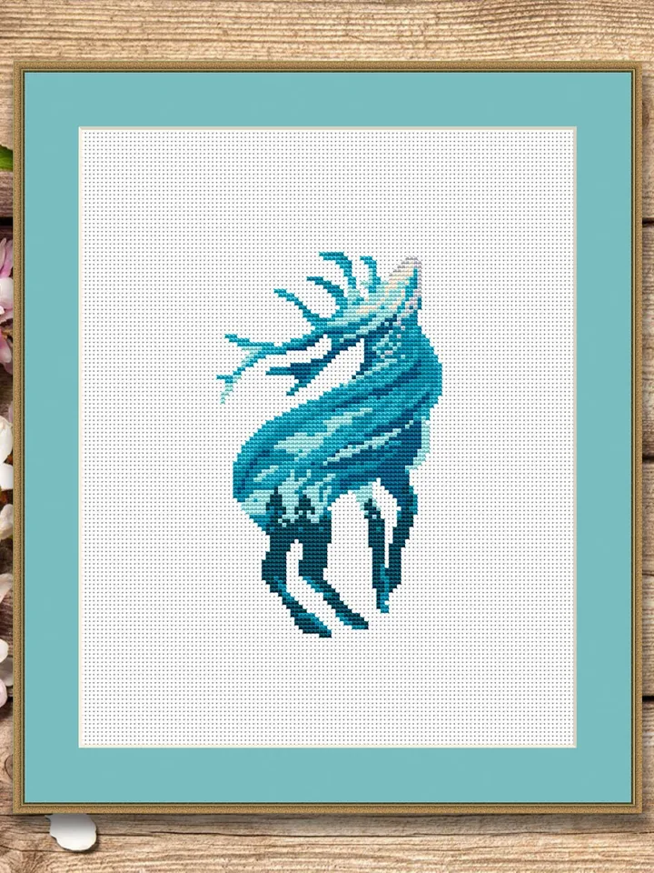 Deer Cross Stitch Pattern, Animal Cross Stitch, Embroidery Deer, Watercolor Deer Silhouette Cross Stitch, Modern Cross Stitch #anm021