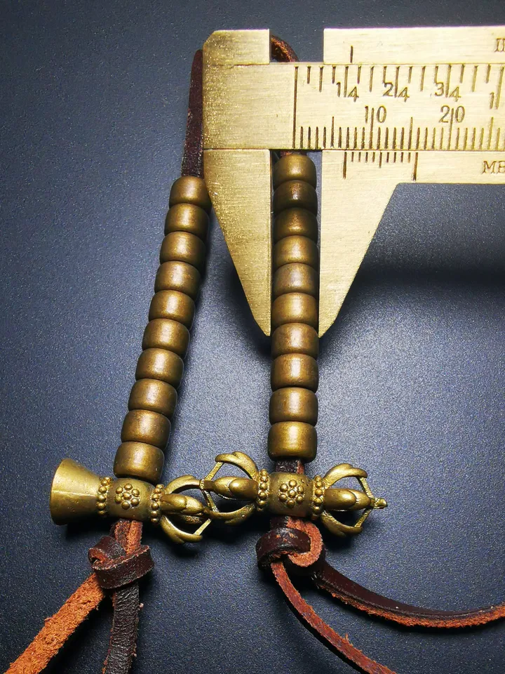 Gandhanra Handmade Tibetan Buddhist Mala Counters,Prayer Bead Counters,Carved with Dorje and Vajra / Kartika and Kila, Made of Brass