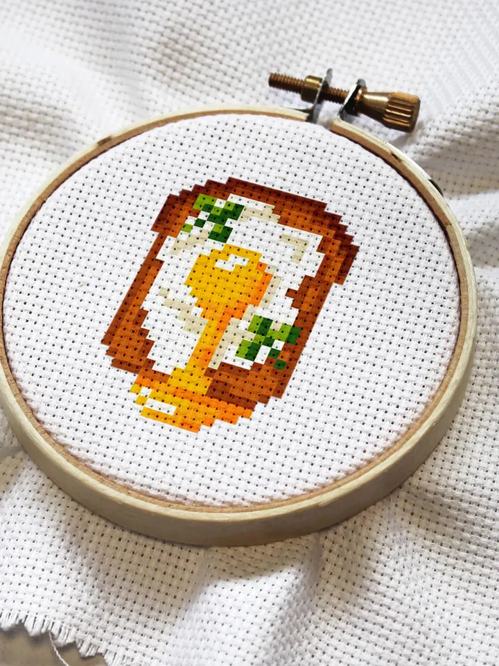 Egg sandwich small cross stitch pattern PDF Mini cross stitch chart, Minimalistic food cross stitch Instant download PDF, Kitchen decor #F12