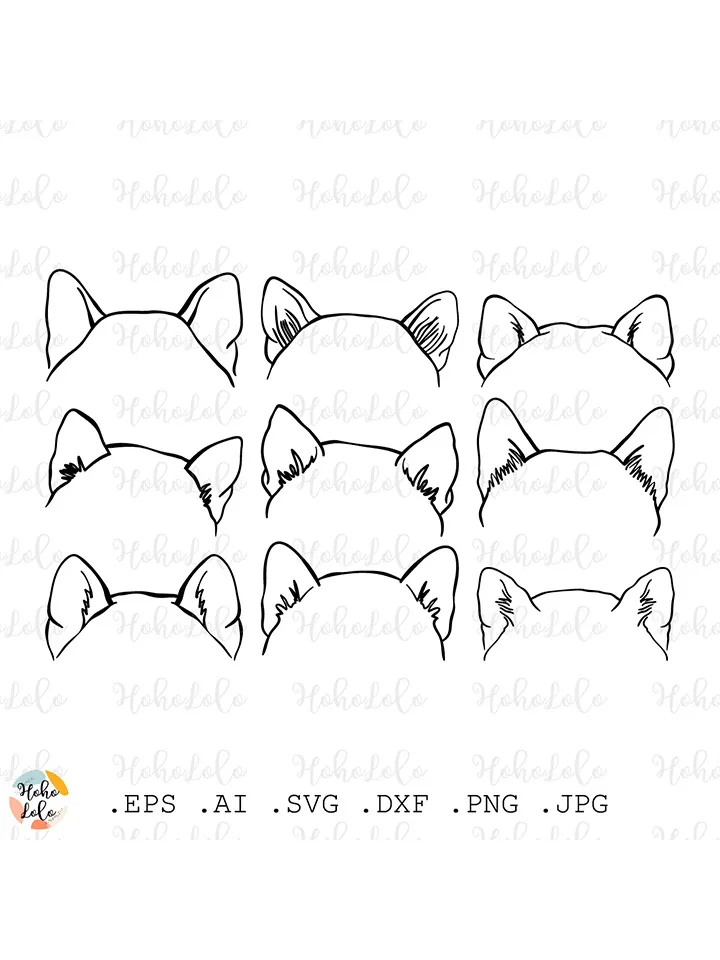 Shiba Inu Ears Svg, Shiba Inu Ears Cricut, Shiba Inu Ears Silhouette, Shiba Inu Ears Line art Png, Shiba Inu Ears Clipart, Shiba Inu Ears Stencil Template Dxf