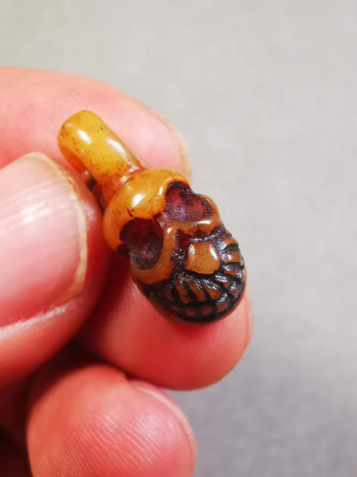 Yak Bone Carved Skull Bead Clipe Pendant for Mala,Prayer Beads Accessories,Gandhanra Tibetan Amulet