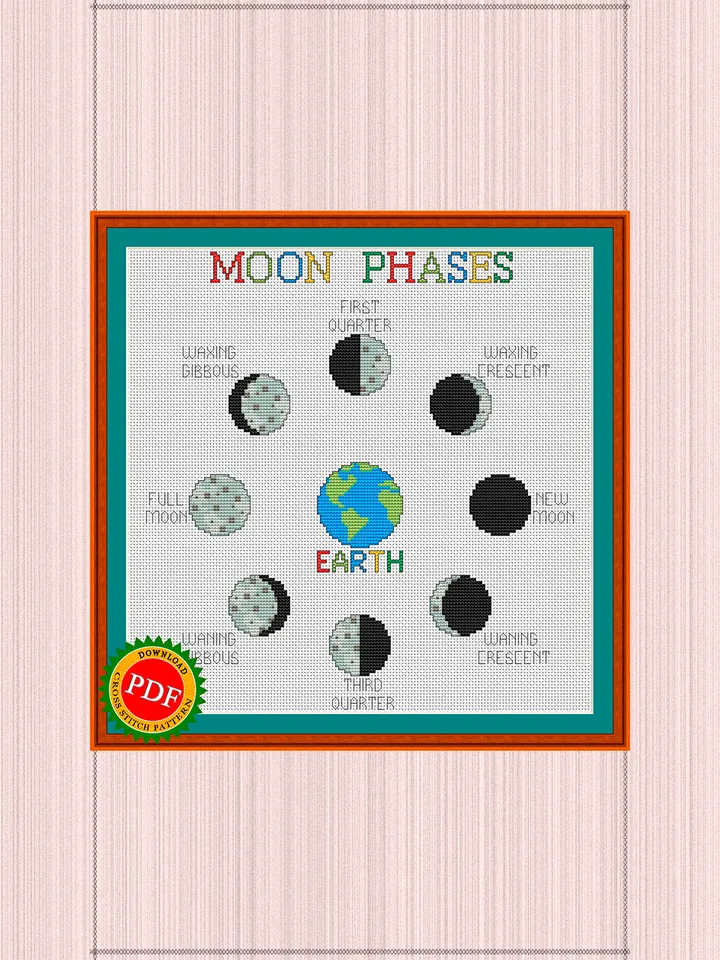 Moon Phases Cross Stitch Pattern | Lunar Phases Chart