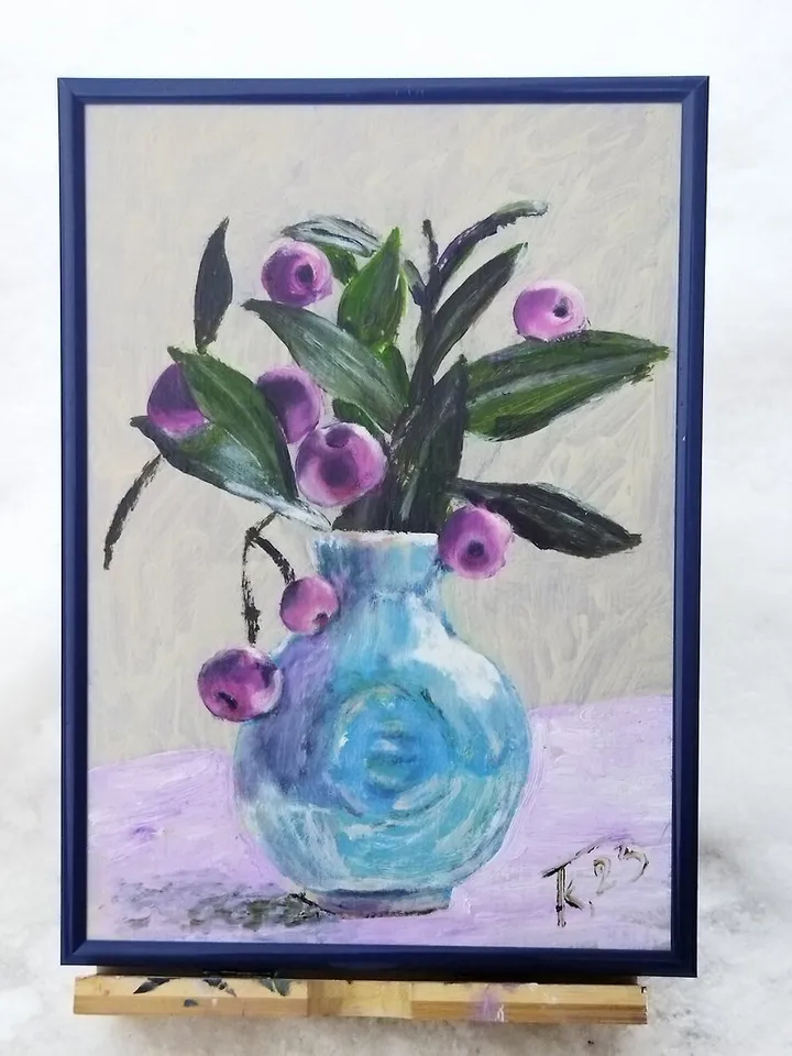 Oil painting with berries