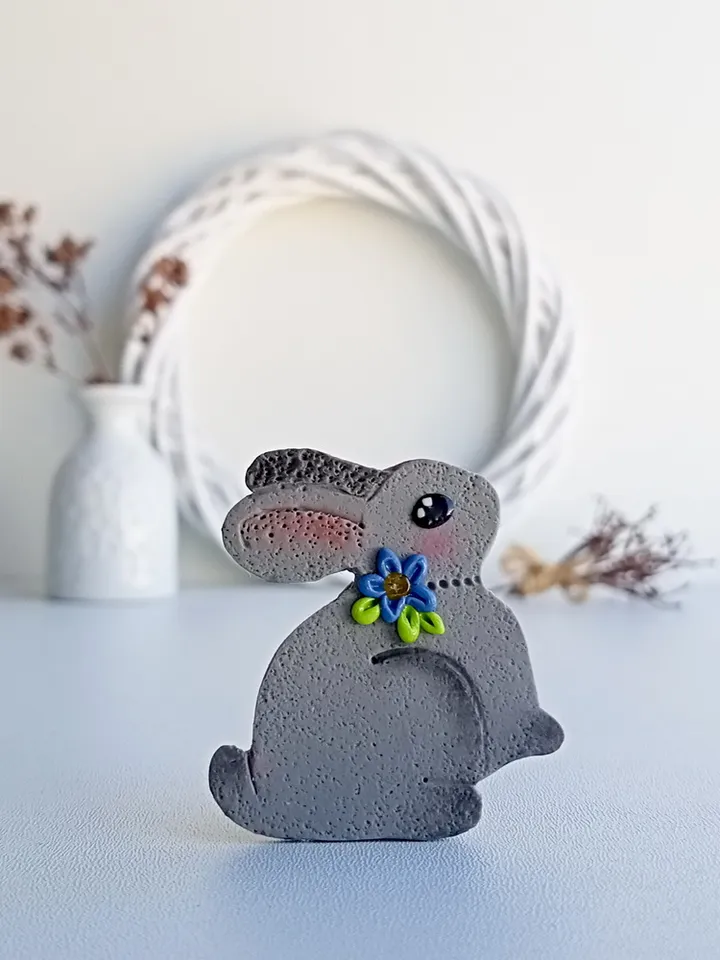 Bunny brooch/Little Bunny Brooch/Cute bunny birthday's gift/Children's brooch/Animal gift/Polymer clay bunny brooch/Brooch on the hat