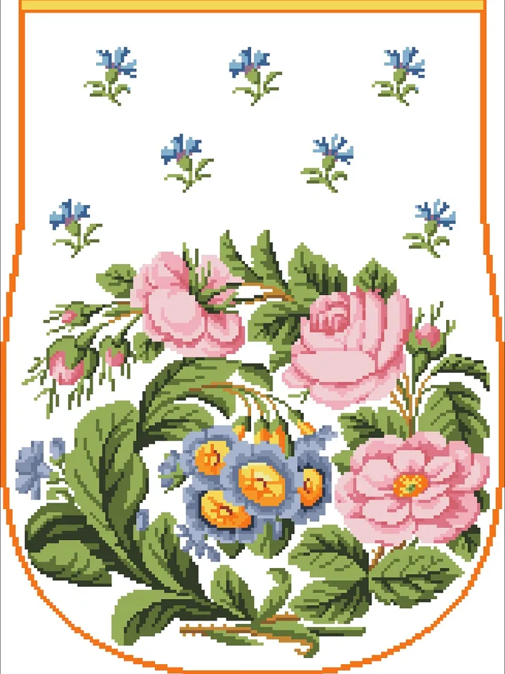 Antique Cross Stitch Pattern Bag with Roses Digital Download PDF