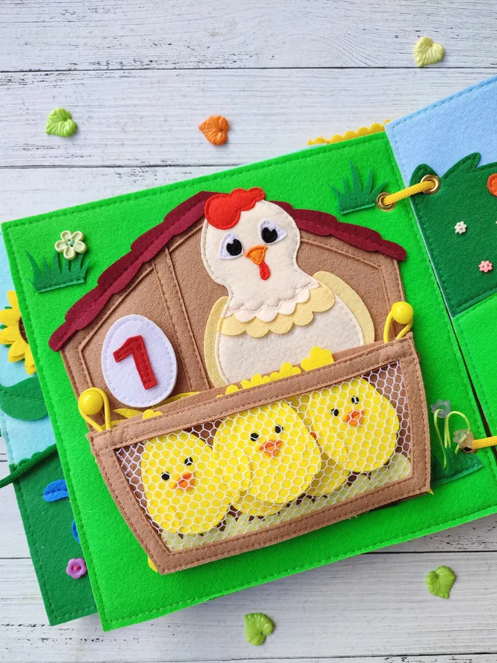 Farm Animals Quiet book pattern, Felt activity book pattern pdf, DYI Quiet book sewing for kids 2, 3, 4year old, Baby soft book tutorial