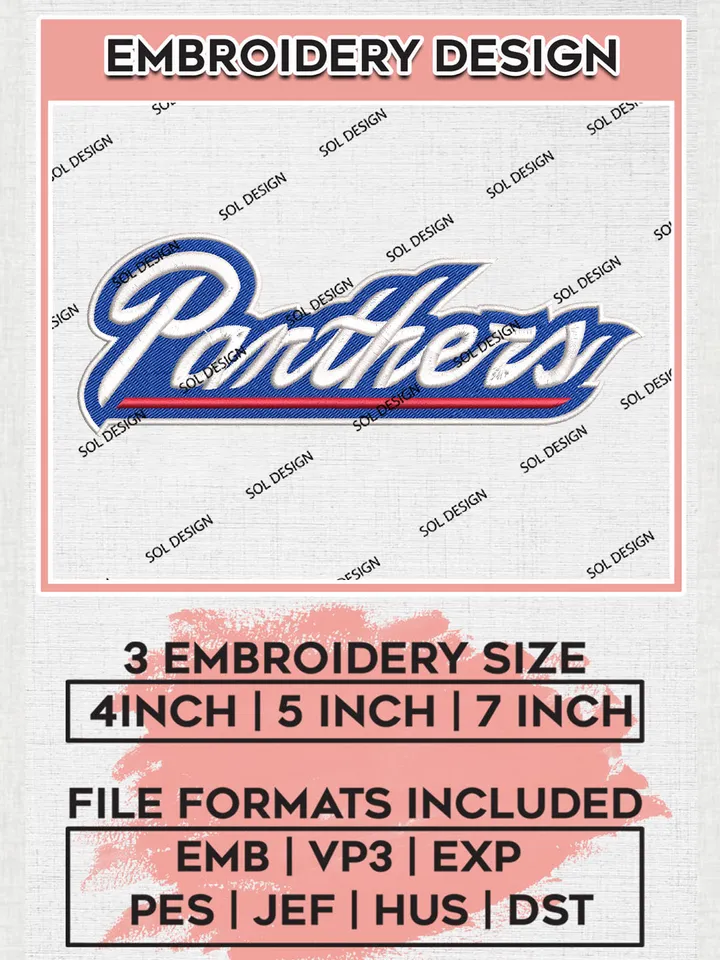 NCAA Panthers Team Logo Embroidery Design Files, NCAA Georgia State Panthers Machine Embroidery, NCAA Teams, Game Day, 3 sizes, NCAA Machine embroidery designs, Digital Download