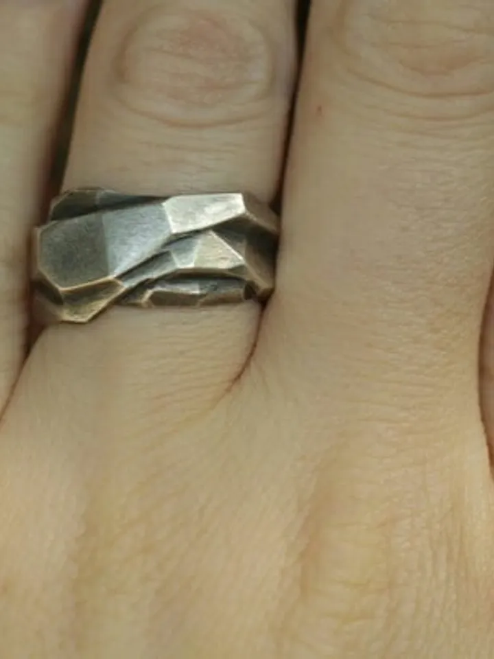 Granular ring made of silver