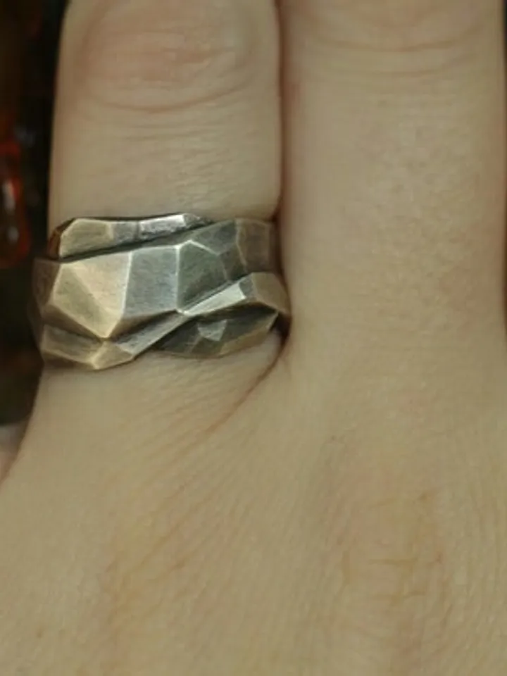 Granular ring made of silver