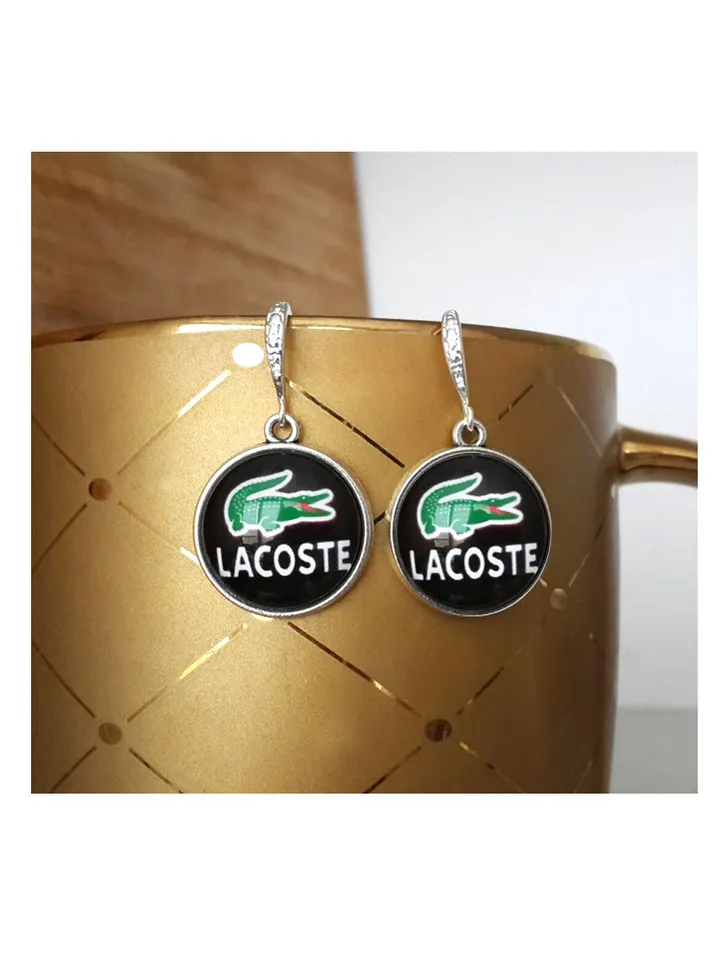 Lacoste earrings, Crocodile logo sport jewelry accessories, Lacoste polo earrings studs