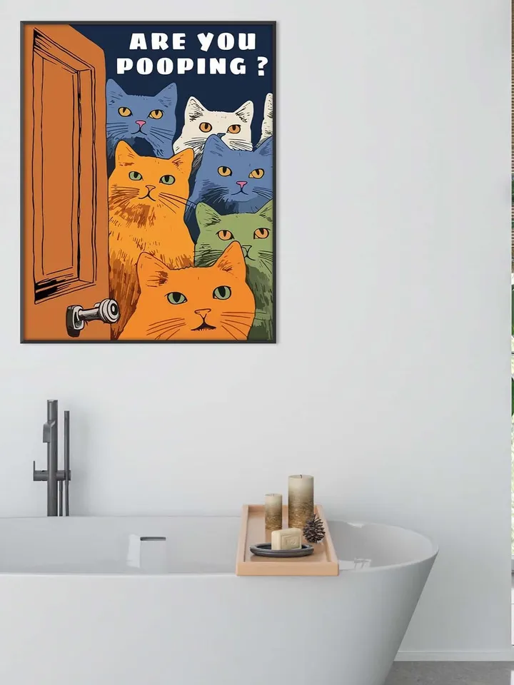 Funny Posters Pooping Print Bathroom Cat Print For Toilet Wall Art Print Funny Cat Print Printable Wall Art Bathroom Wall Art Toilet Poster