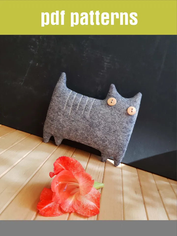 Cat sewing pattern PDF felt animal diy