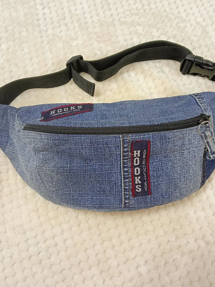 Handmade sling bag made of jeans, fanny pack, belt bag